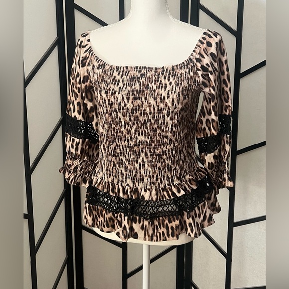 VENUS Tops - Venus Animal Print Off Shoulder Top with Elastic Bodice - NWOT - Size L